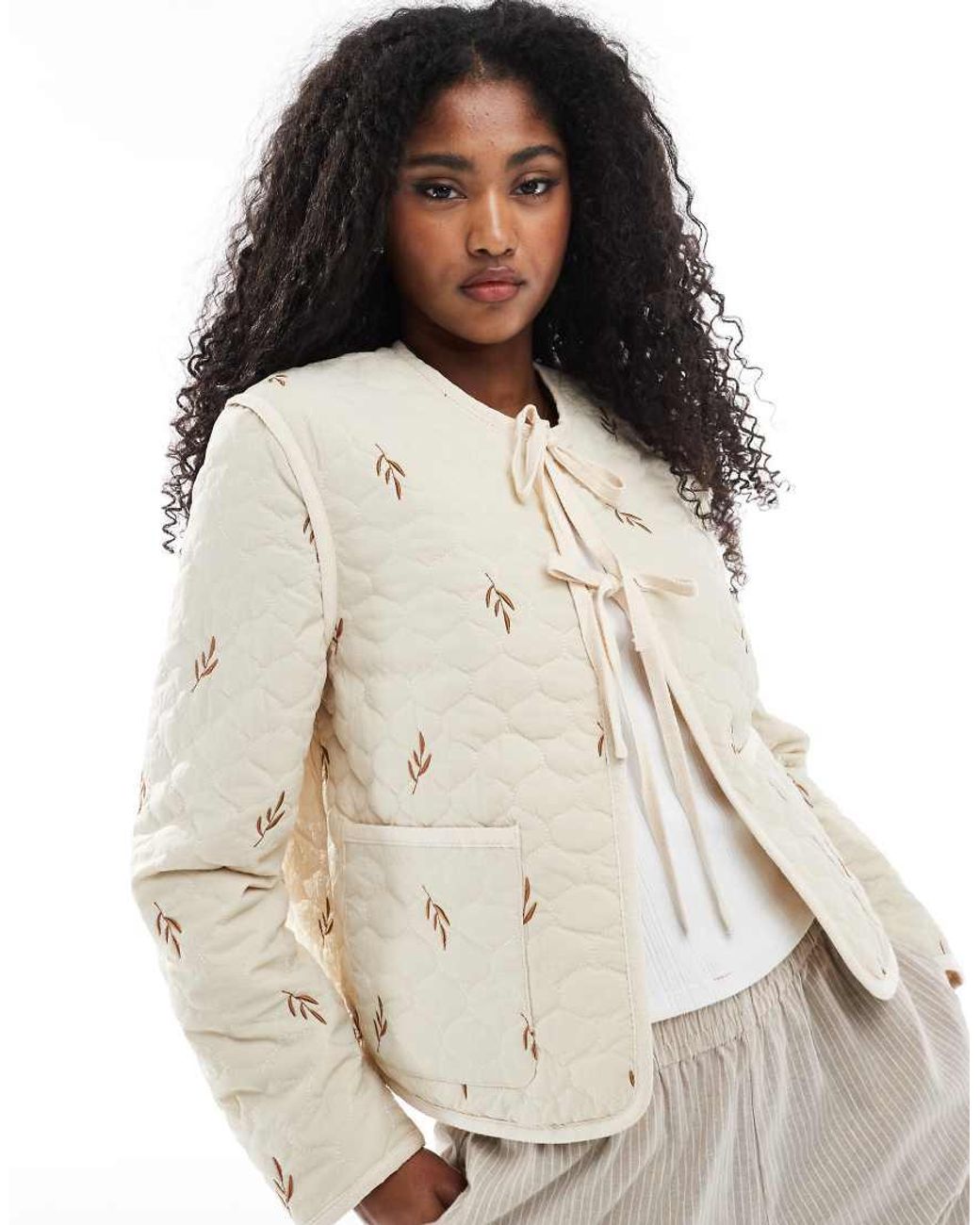 Vero Moda White Tie Front Quilted Jacket