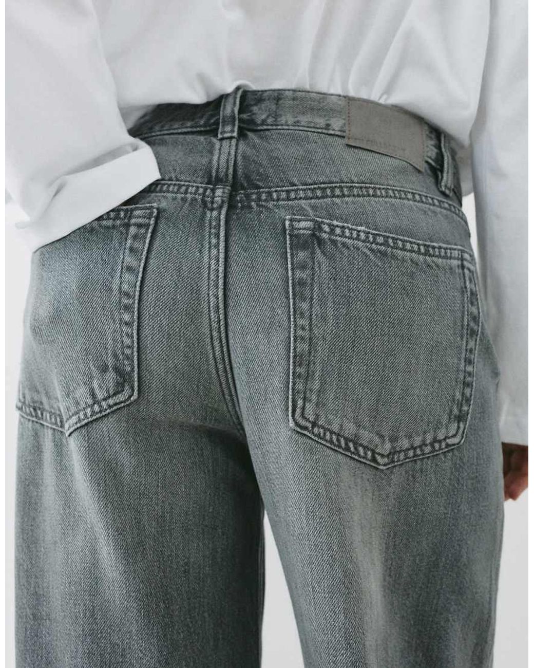 Pull&Bear Gray Low Rise Baggy Jeans