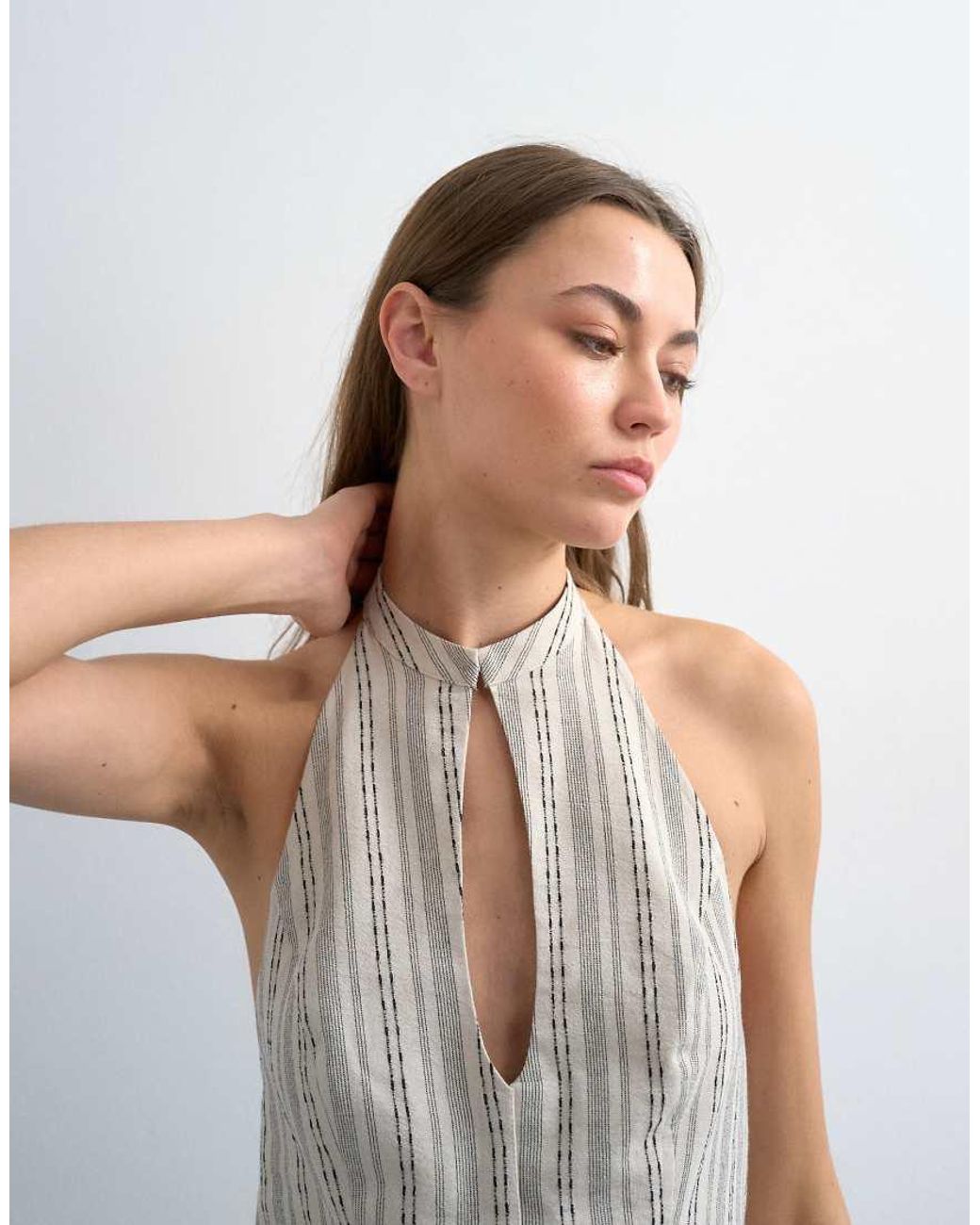 TOPSHOP Brown Halter With Key Hole Detail
