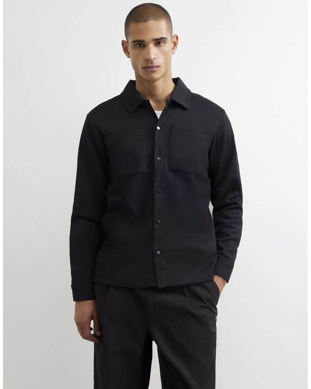 River Island Blue Slim Fit Pique Double Pocket Jacket for men