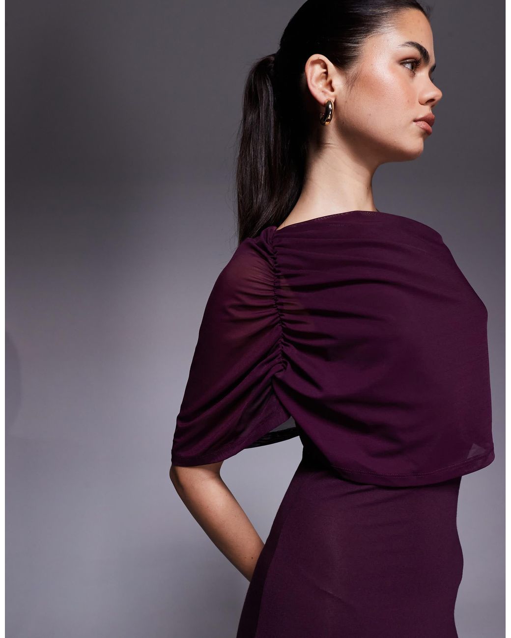 ASOS Mesh Cape Detail Maxi Dress in Purple | Lyst Canada