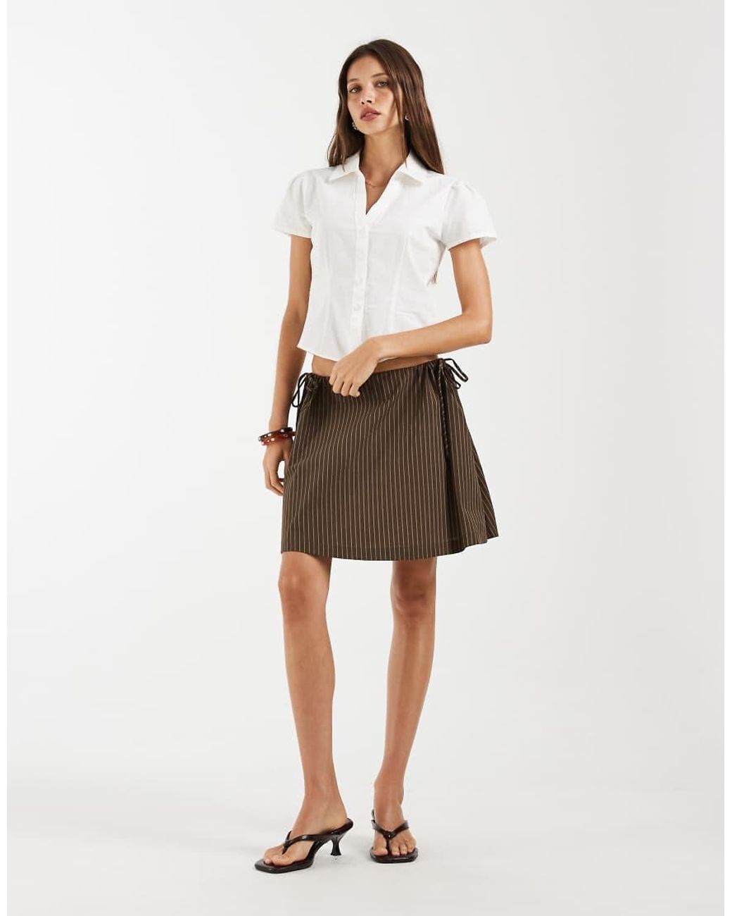 Noisy May Brown Mid Rise Side Tie Mini Skirt