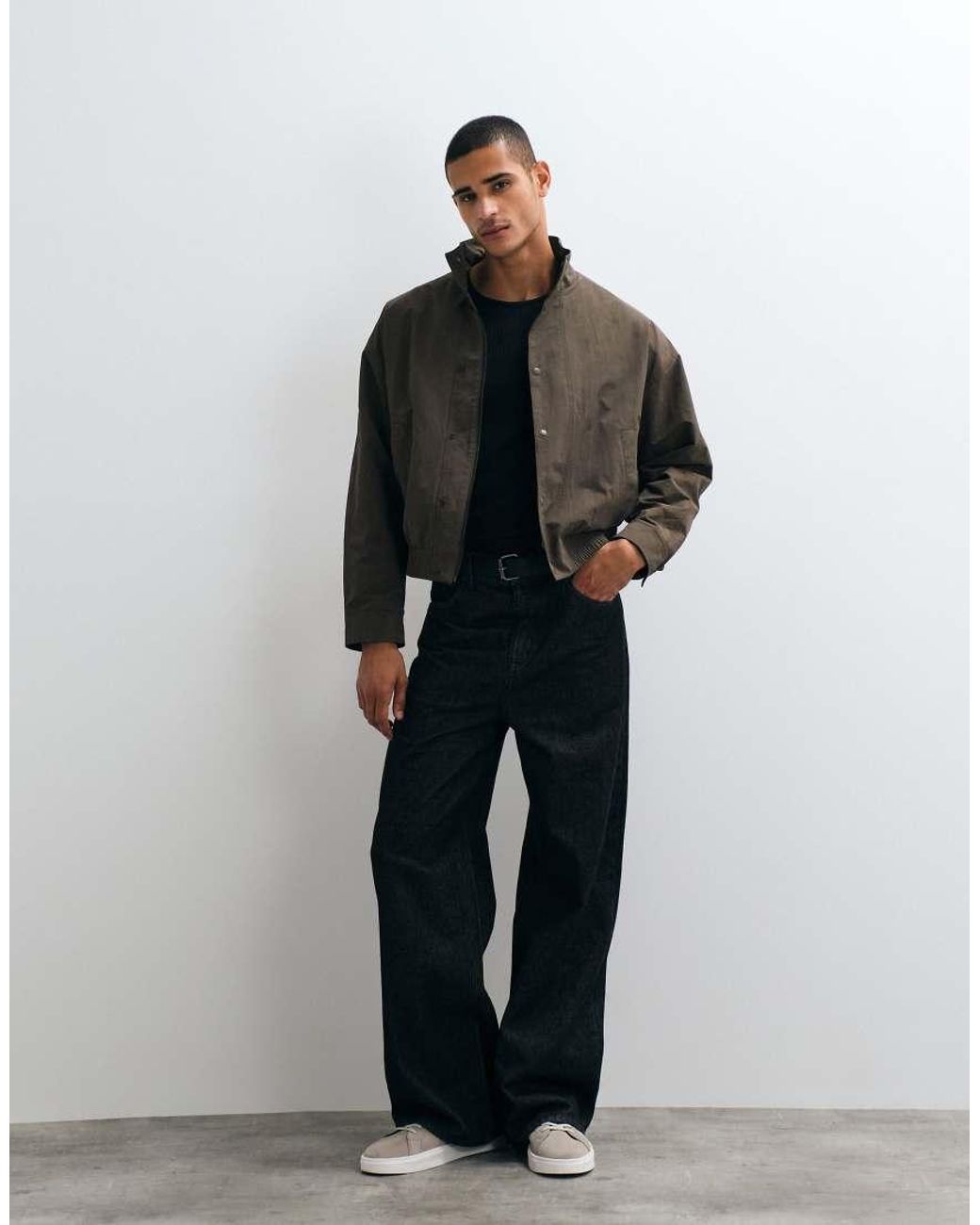 SELECTED Black High Neck Light Bomber Jacket for men