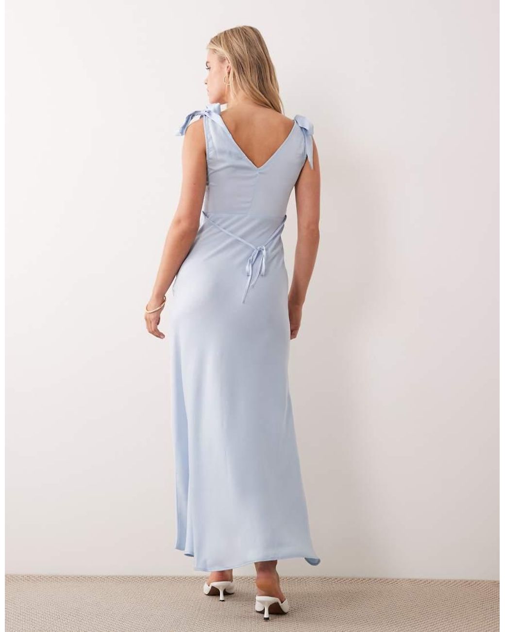 New Look White Tie Shoulder Satin Midi Dress