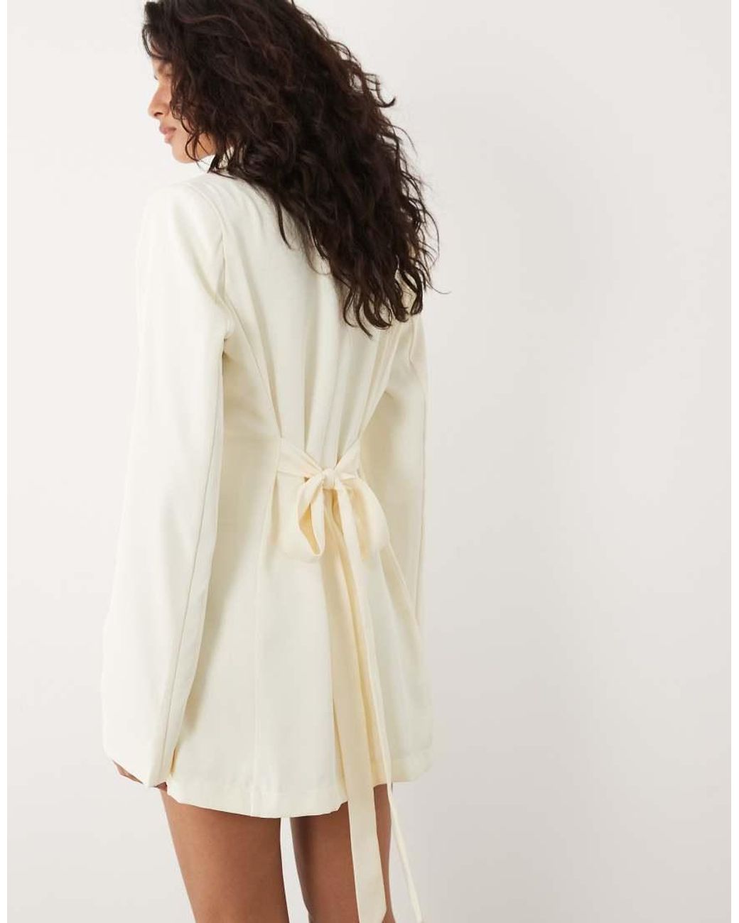 SNDY'S Natural Tailored Wrap Belted Drape Detail Blazer Mini Dress