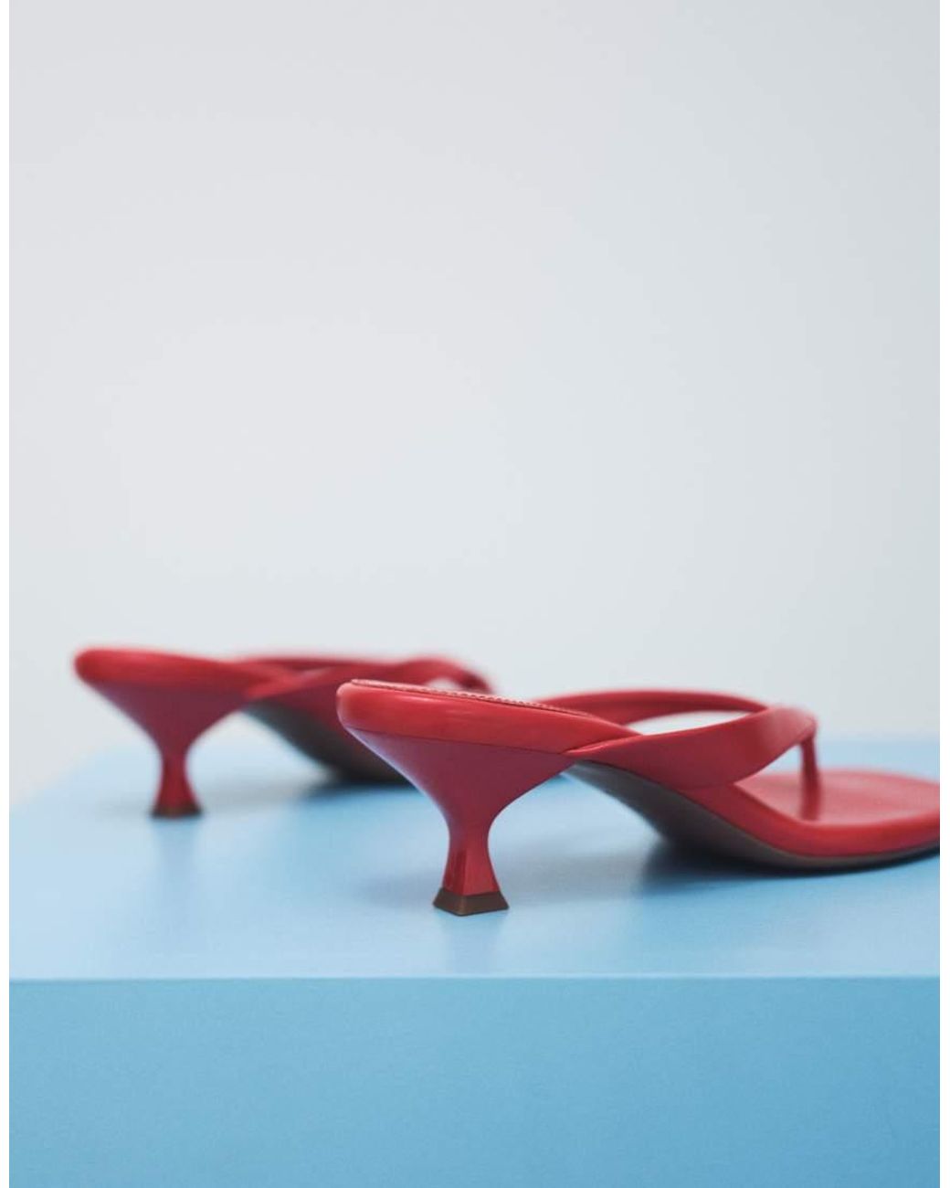 ASOS Red Havana Toe Thong Kitten Heel Sandals