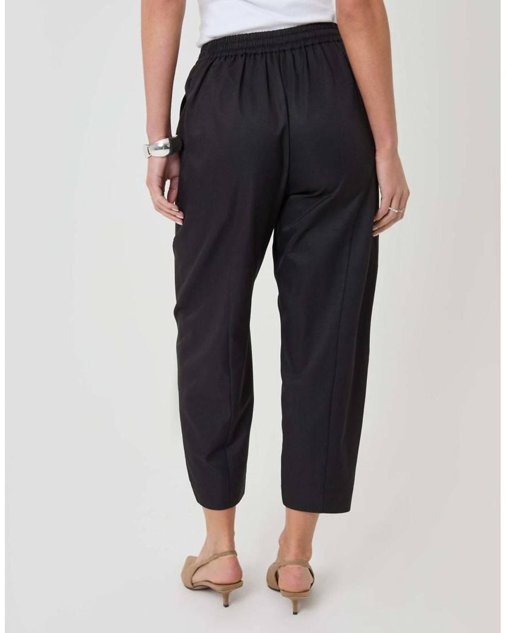 Threadbare Black Curved Seam Barrel Leg Trousers
