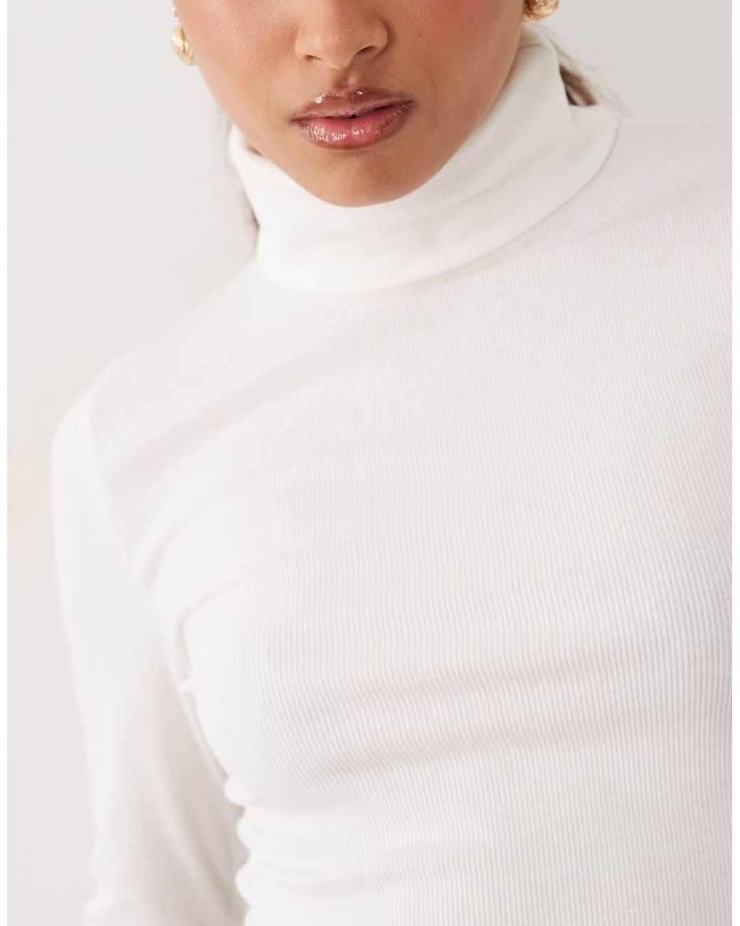 New Look Blue Ribbed Roll Neck Long Sleeve Top