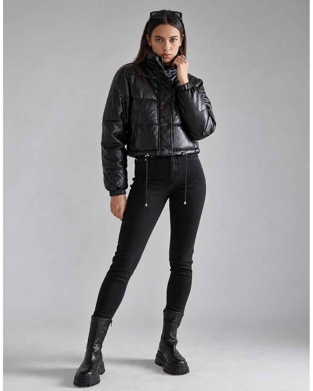 Glamorous Black Puffer Cropped-Jacket