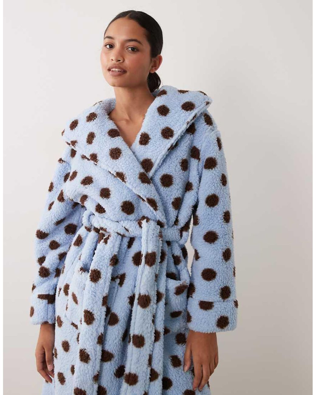 Threadbare Blue Polka Dot Robe With Hood
