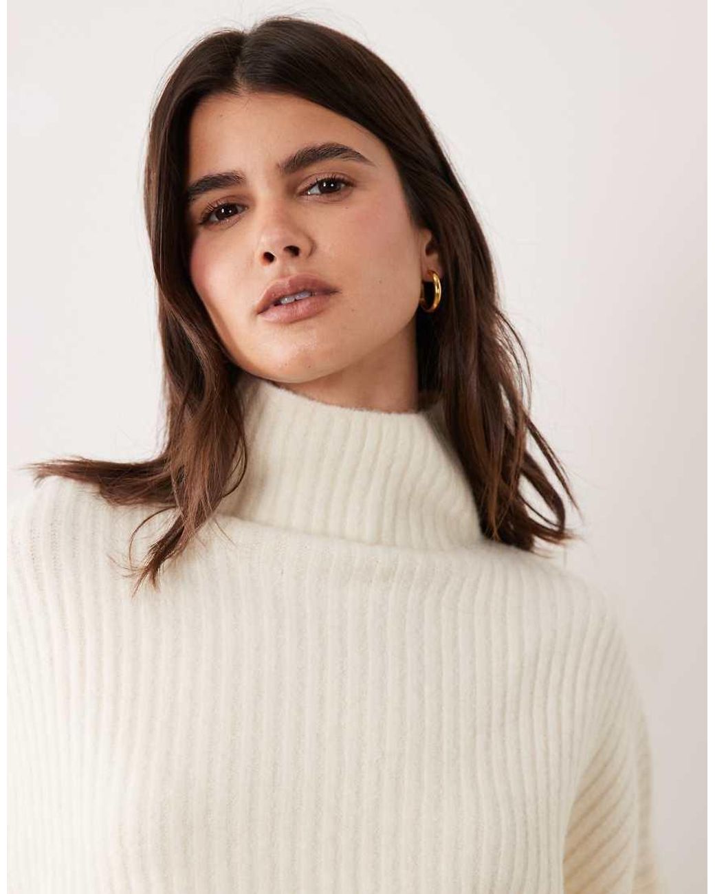 ASOS Natural Batwing Funnel Neck Jumper