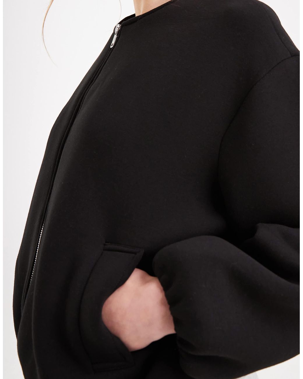 ONLY Black Scuba-Style Fabric Bomber Jacket