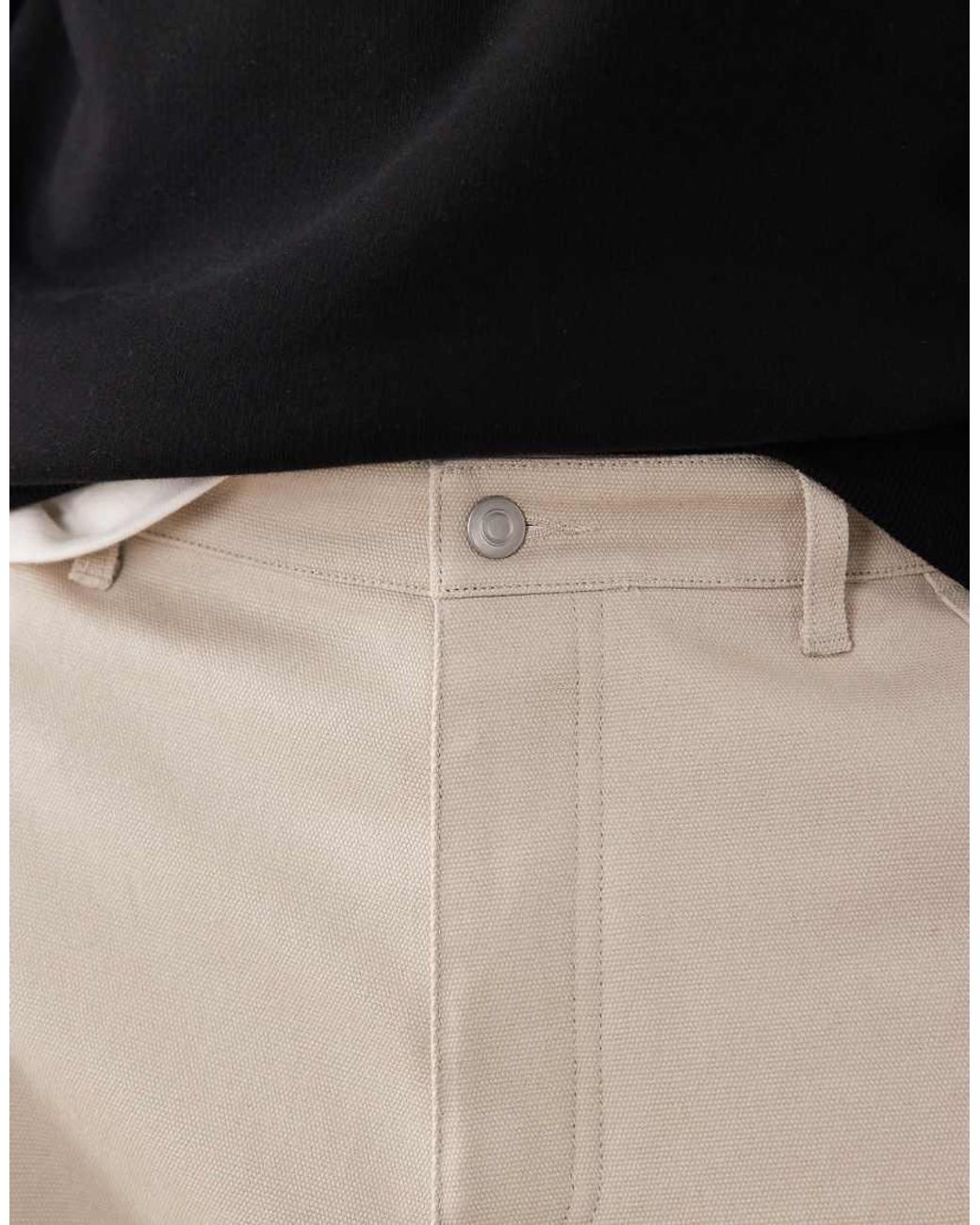 ASOS COLLECTIVE Natural Ac-b-254 Tapered Barrel Fit Heavyweight Canvas Trousers for men