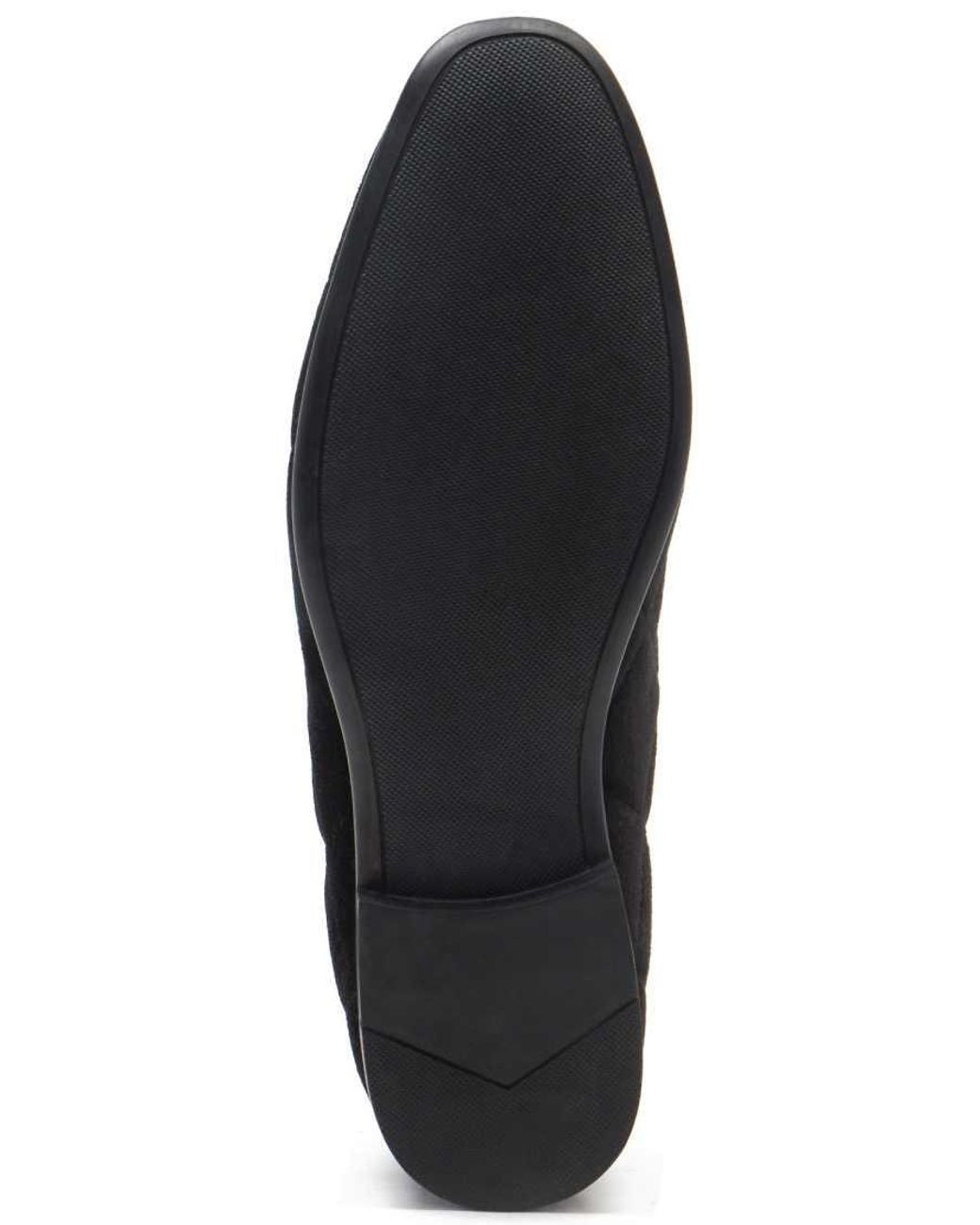Thomas Crick Black Gamble Velvet Loafers Slip On Leather Shoes for men