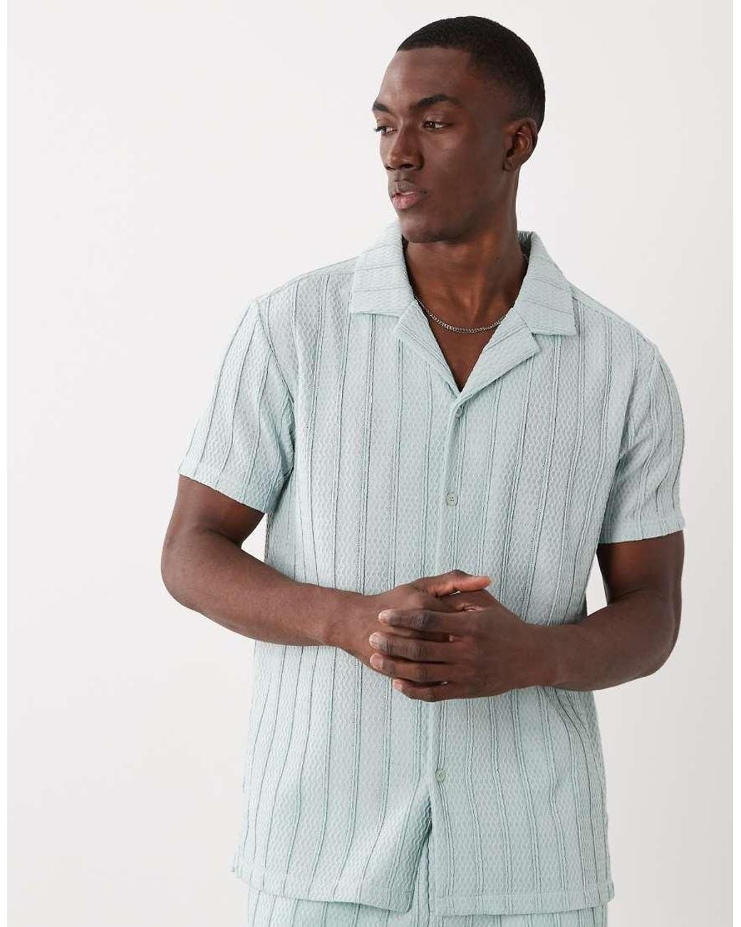 Brave Soul White Short Sleeve Shirt With Camp Collar for men