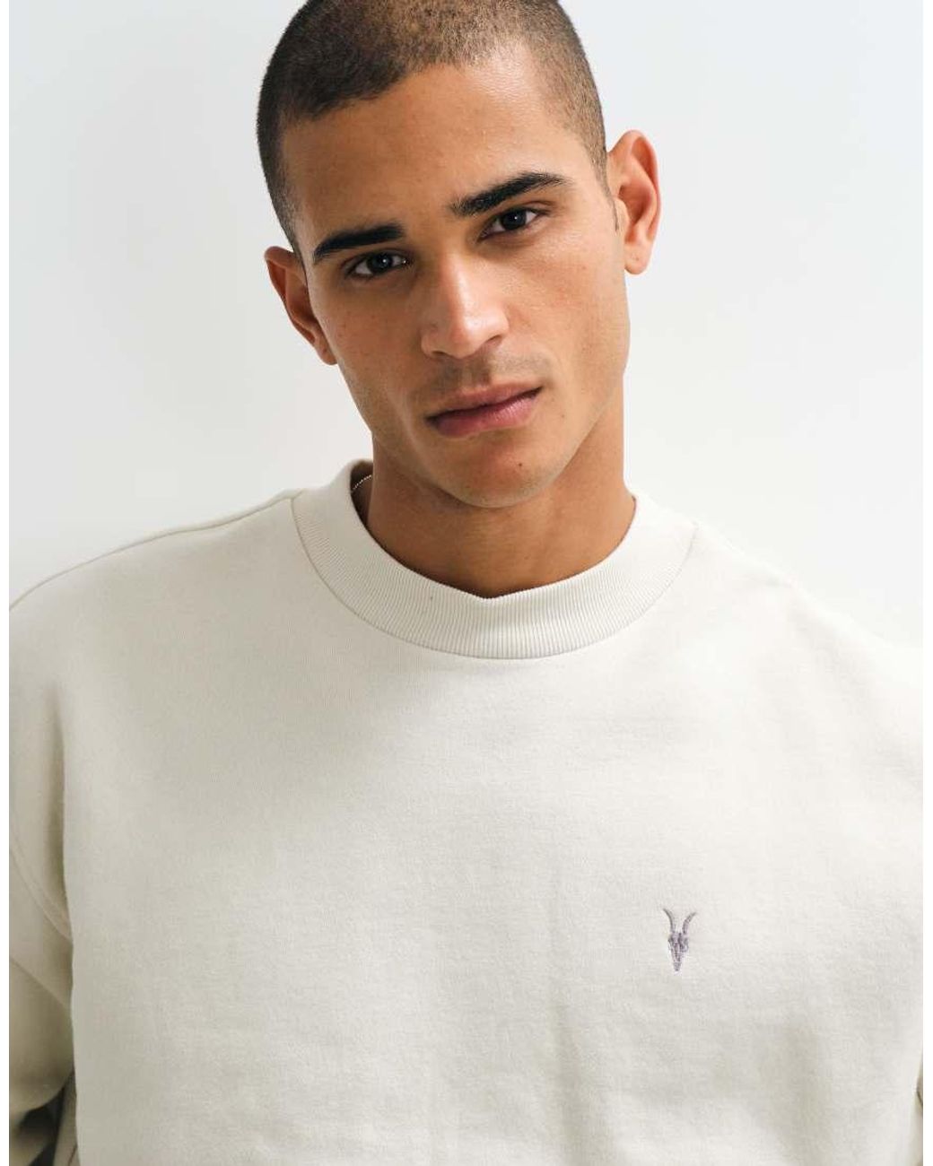 AllSaints Gray Asher Logo Crew Sweatshirt for men