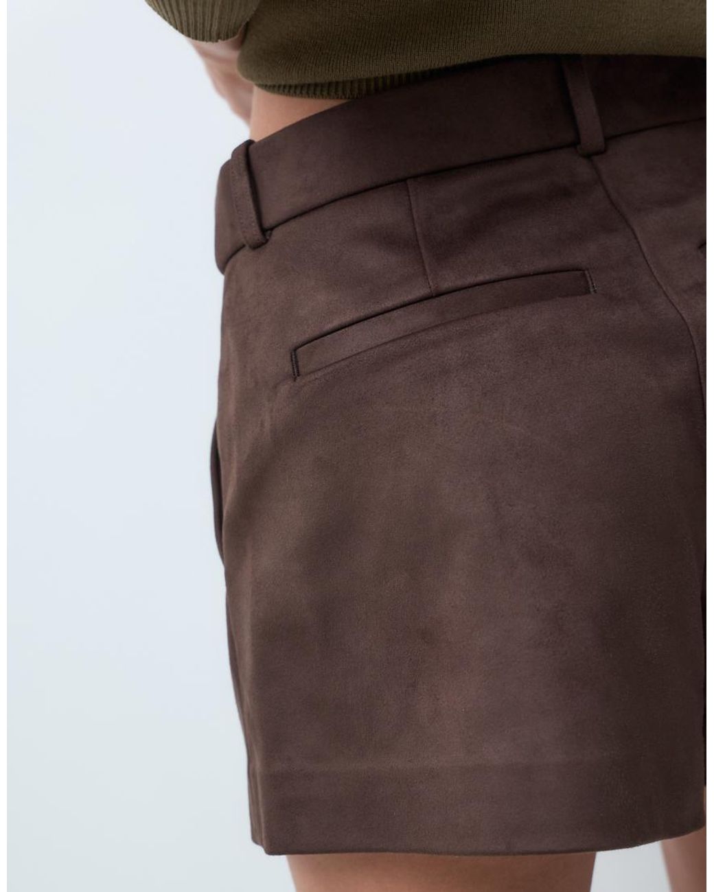 Abercrombie & Fitch Brown High Rise Tailored Faux Lsuede Shorts
