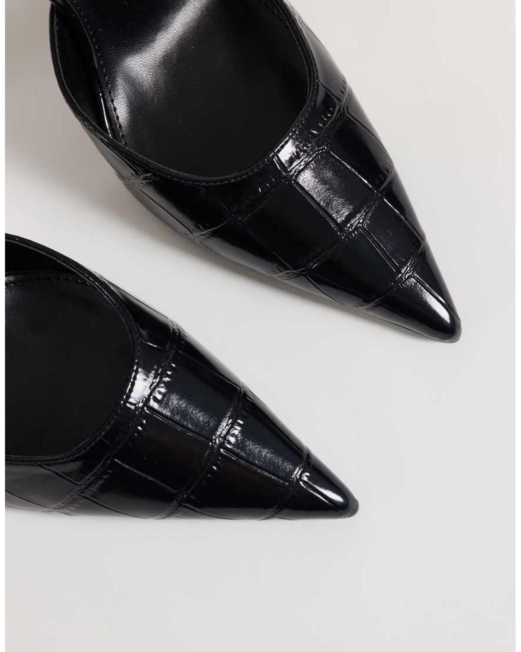 Public Desire White Riven Heeled Pumps