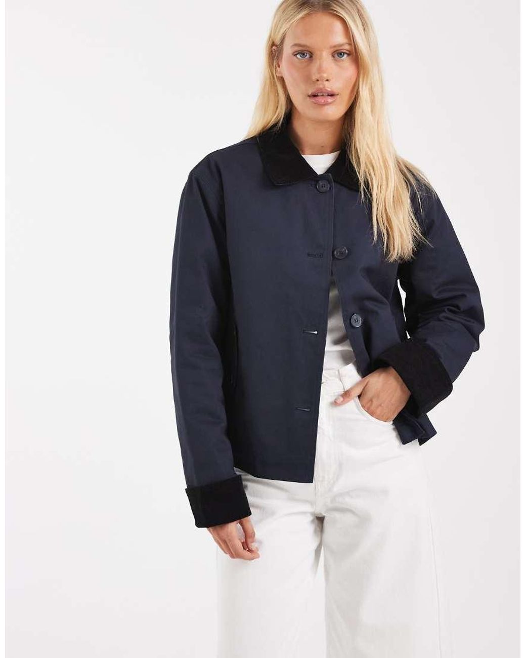 ASOS Blue Contrast Corduroy Field Jacket