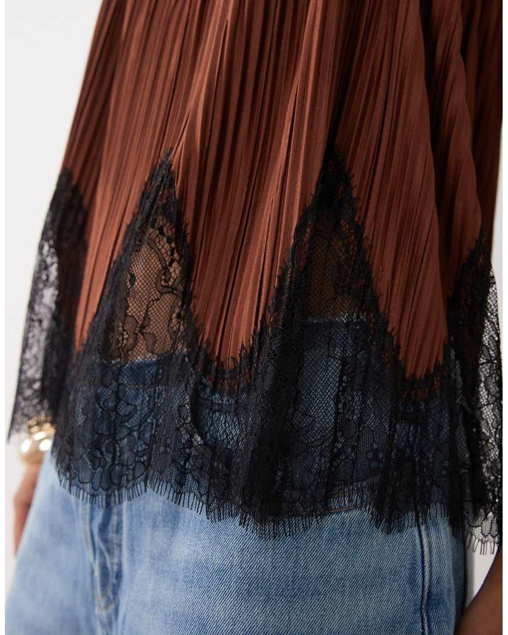 ASOS Brown Mix & Match Plisse Square Neck Cami