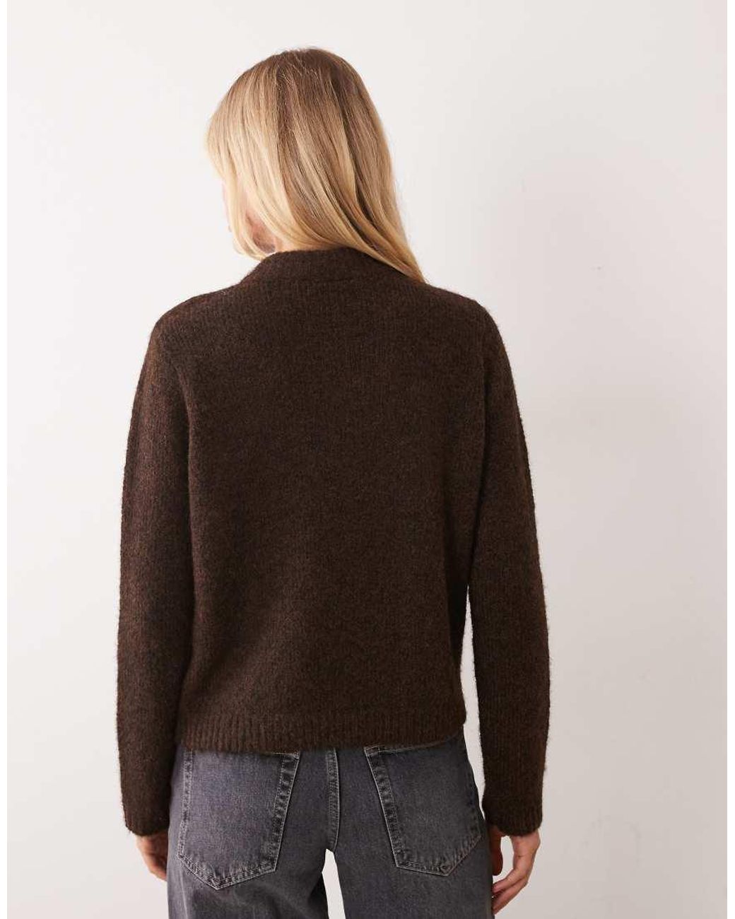 Vila Brown Organza Bow High Neck Knitted Jumper