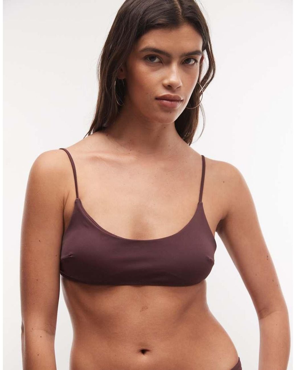 Weekday Red Scoop Front Bikini Top