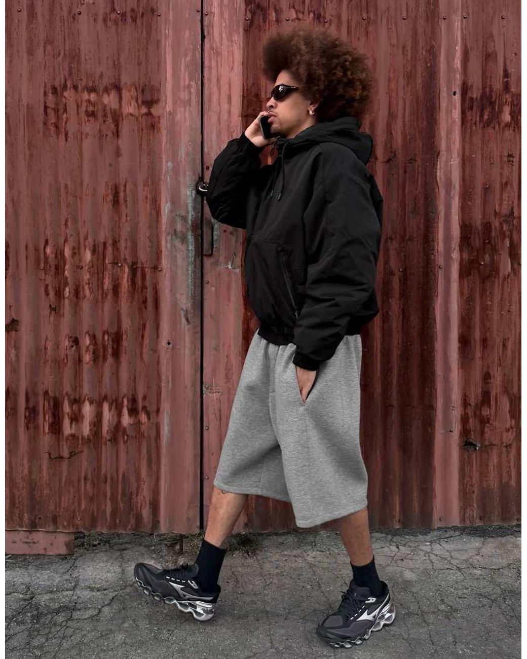 Bershka Black Technical Hooded Jacket for men