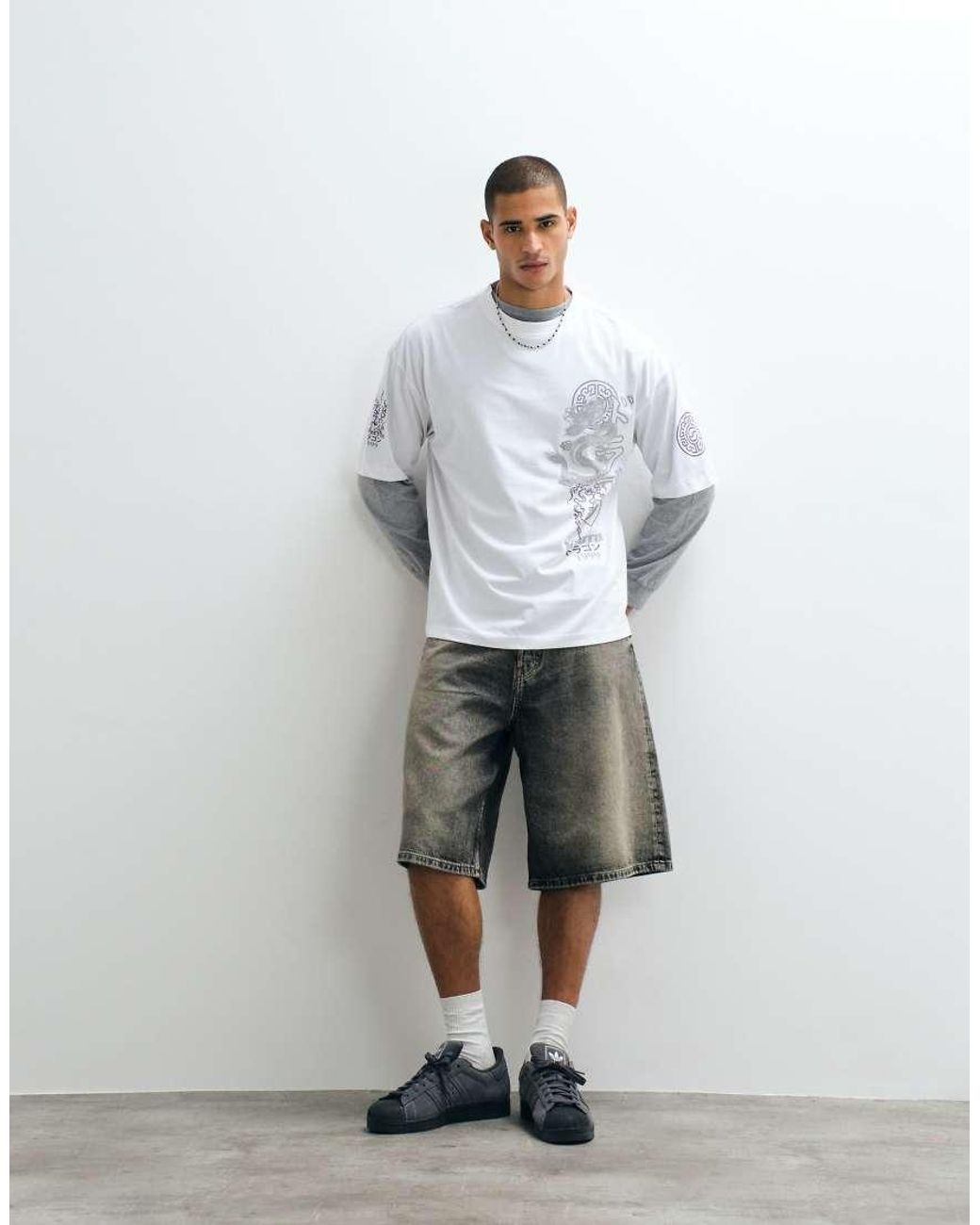 ASOS White Oversized T-shirt With Dragon Graphic for men