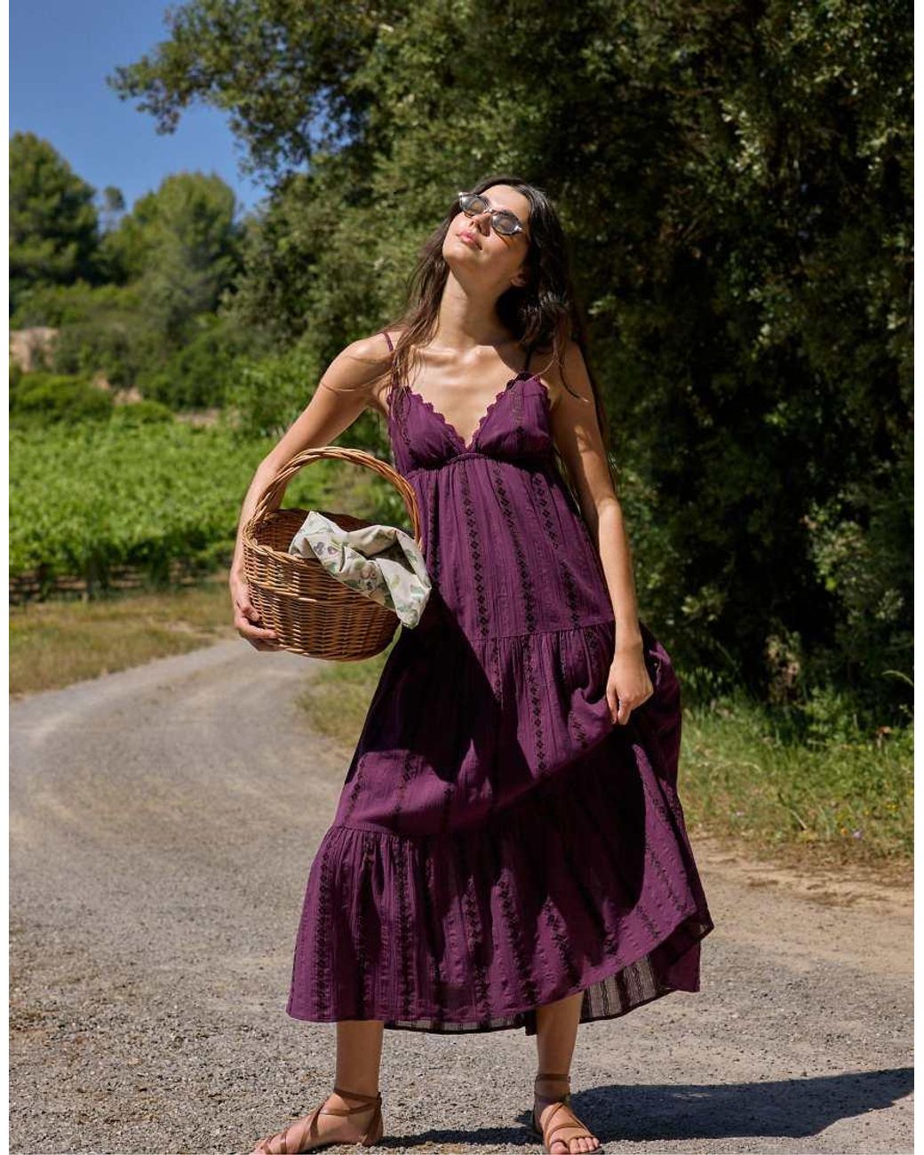 Stradivarius Green Long Flowing Dress With Open Back