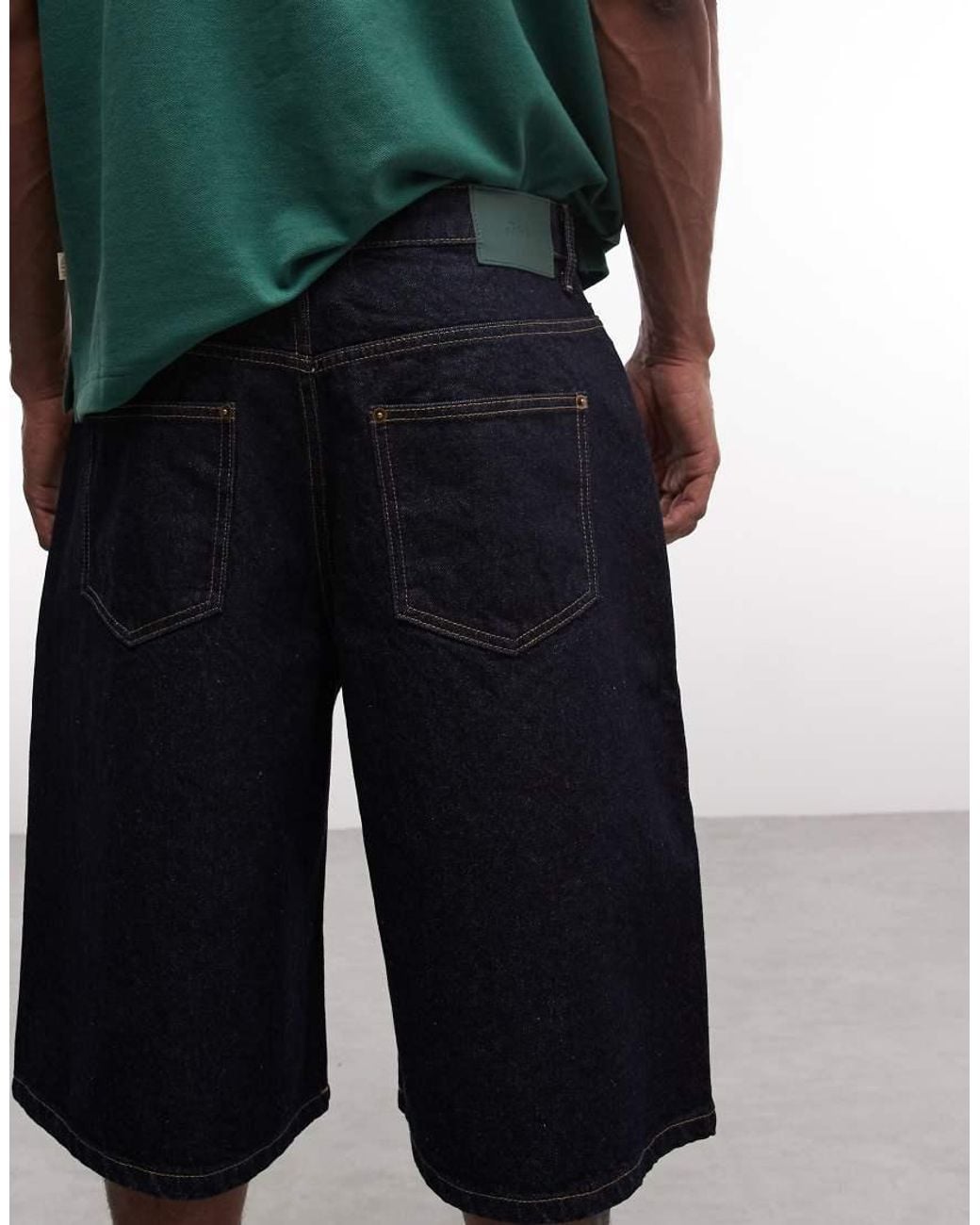 BLKVIS Green Script Denim Shorts for men