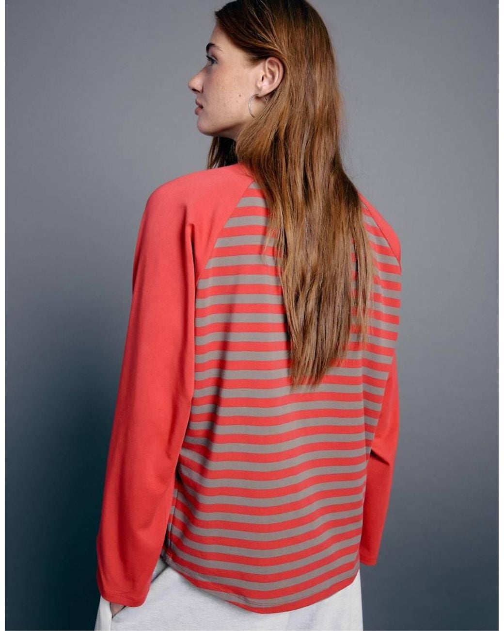 Stradivarius Red Striped Raglan Sleeve T-Shirt