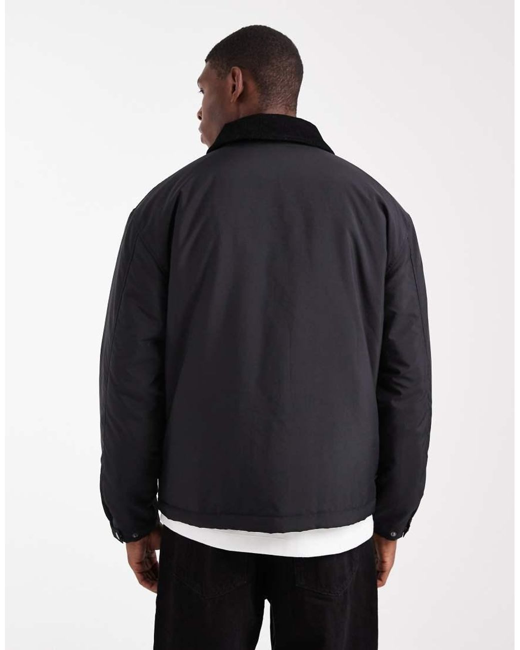 ASOS Black Harrington Jacket With Cord Collar for men