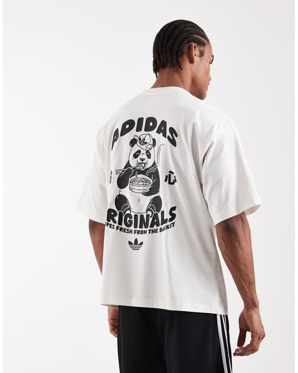 adidas Originals Panda Graphic T-shirt in White | Lyst UK