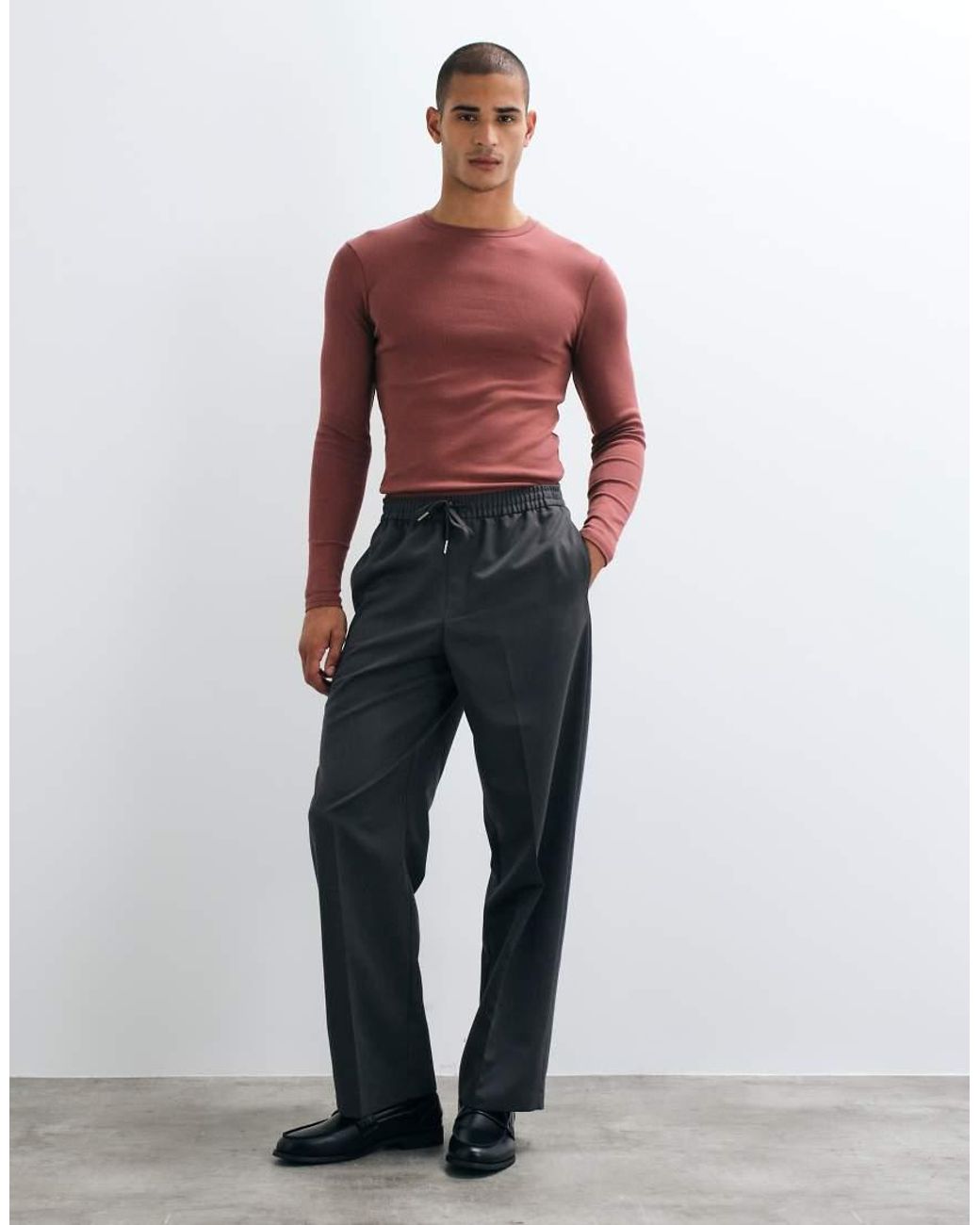 ASOS Red Muscle Fit Long Sleeve T-Shirt for men