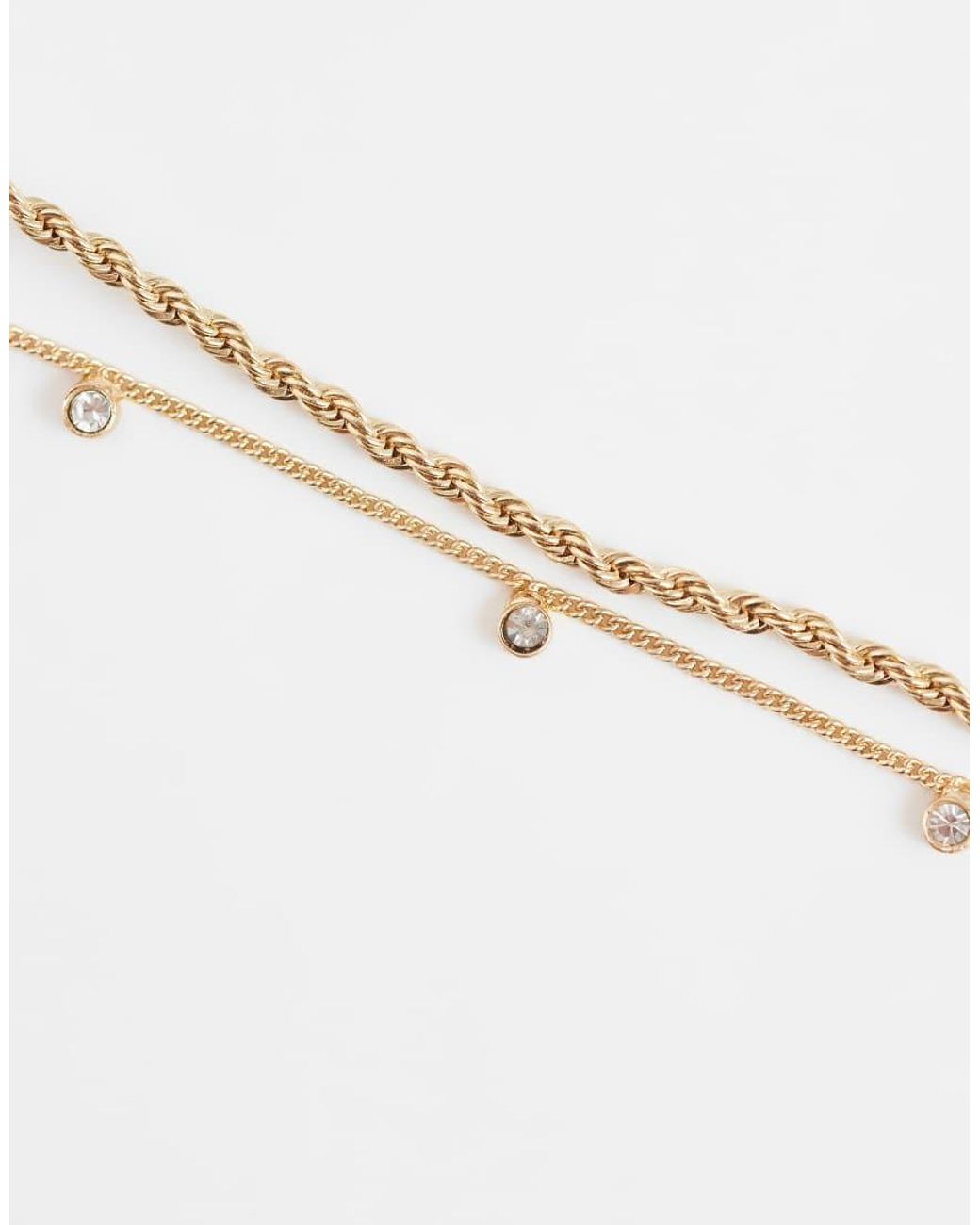 ASOS White Pack Of 2 Necklace With Twisted Chain And Diamante Detail