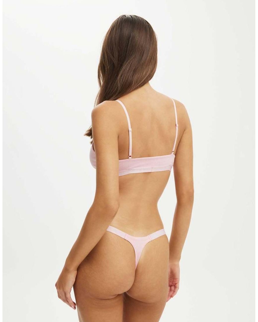 Cotton On Pink Branded Cotton Knot Front Bralette