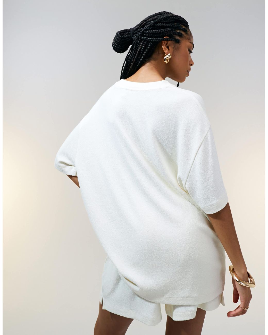 ASOS White – strukturiertes oversize-t-shirt aus strick