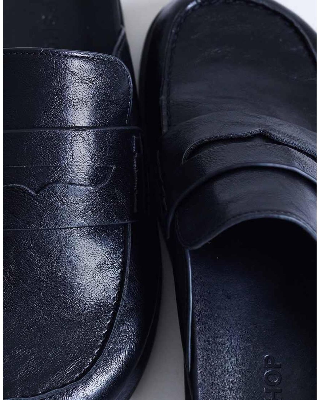 TOPSHOP Blue Addie Real Suede Mule Loafer