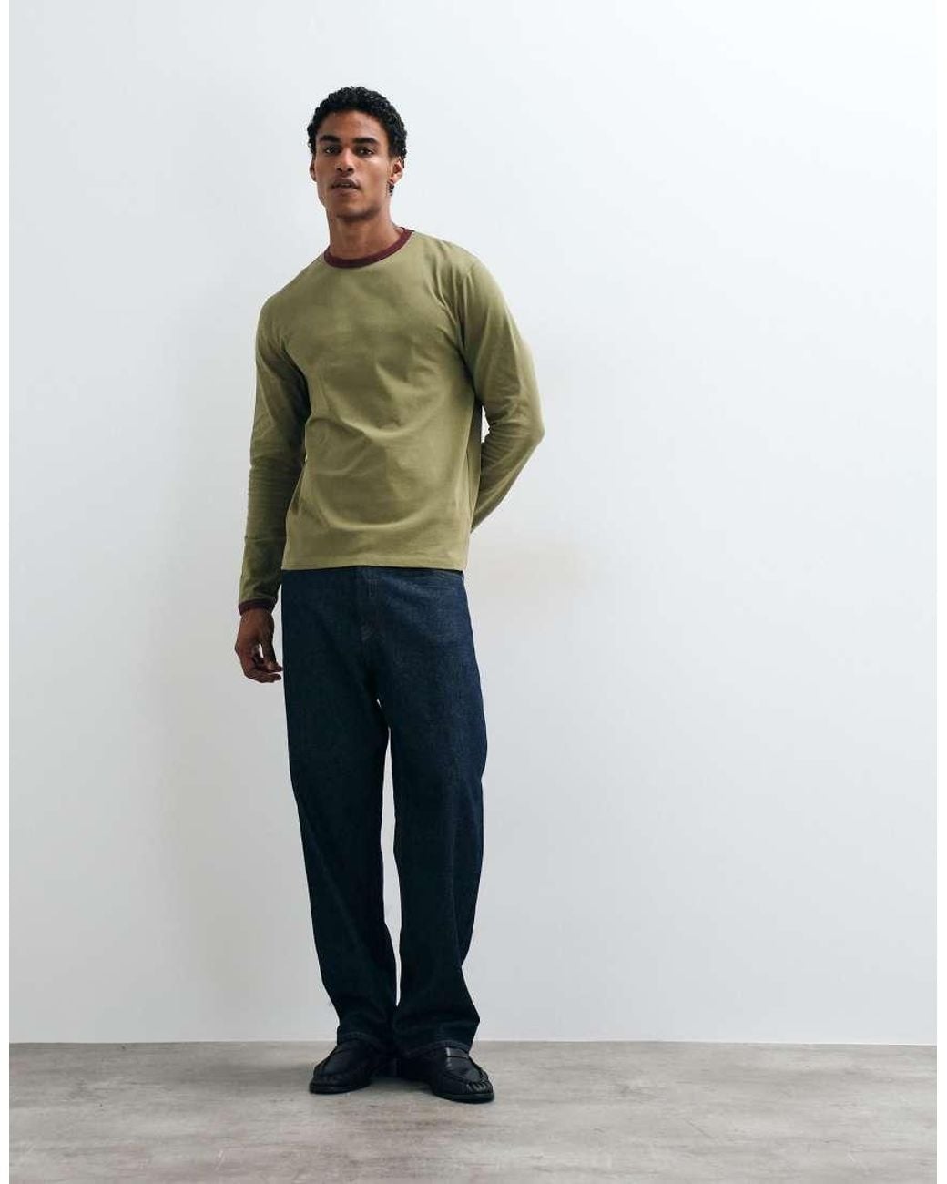 ASOS Green Regular Fit T-shirt With Contrast Ringer for men