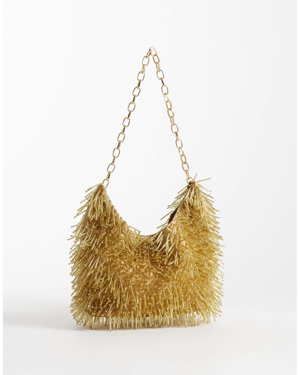 ASOS Metallic Schultertasche mit perlenverzierung