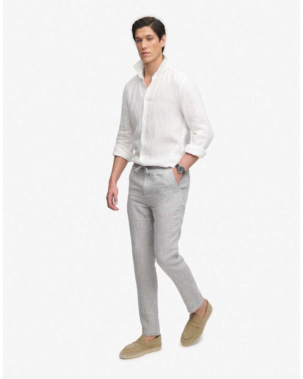 Superdry White Merchant Linen Pants for men