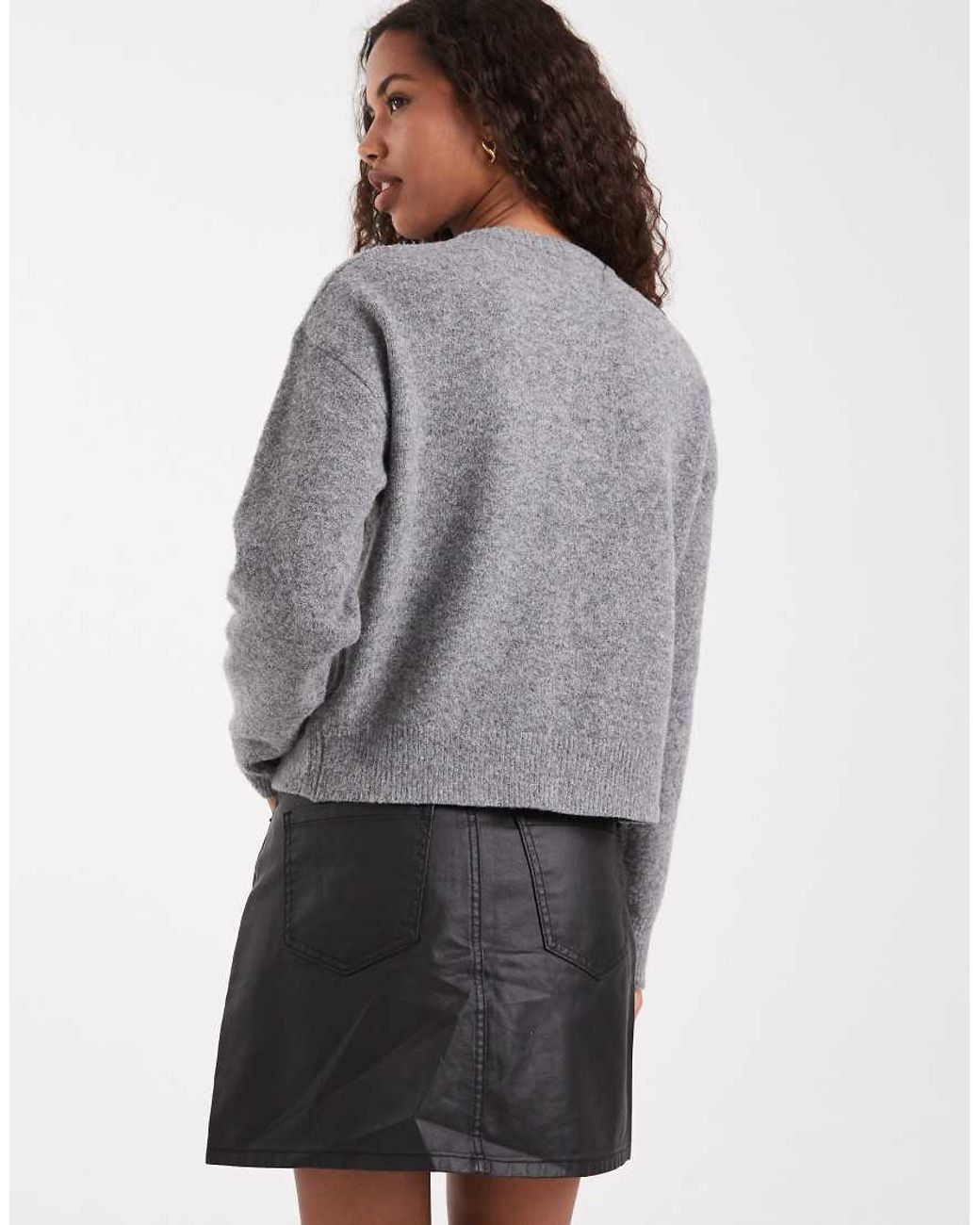 ASOS Gray Denim High Waisted Mini Skirt