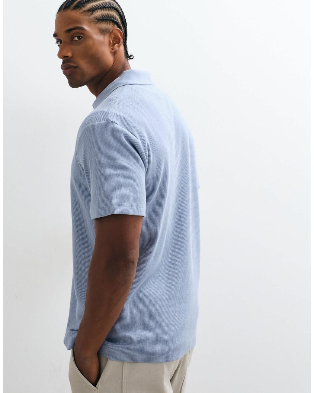 ASOS Blue Regular Fit Zip Polo for men