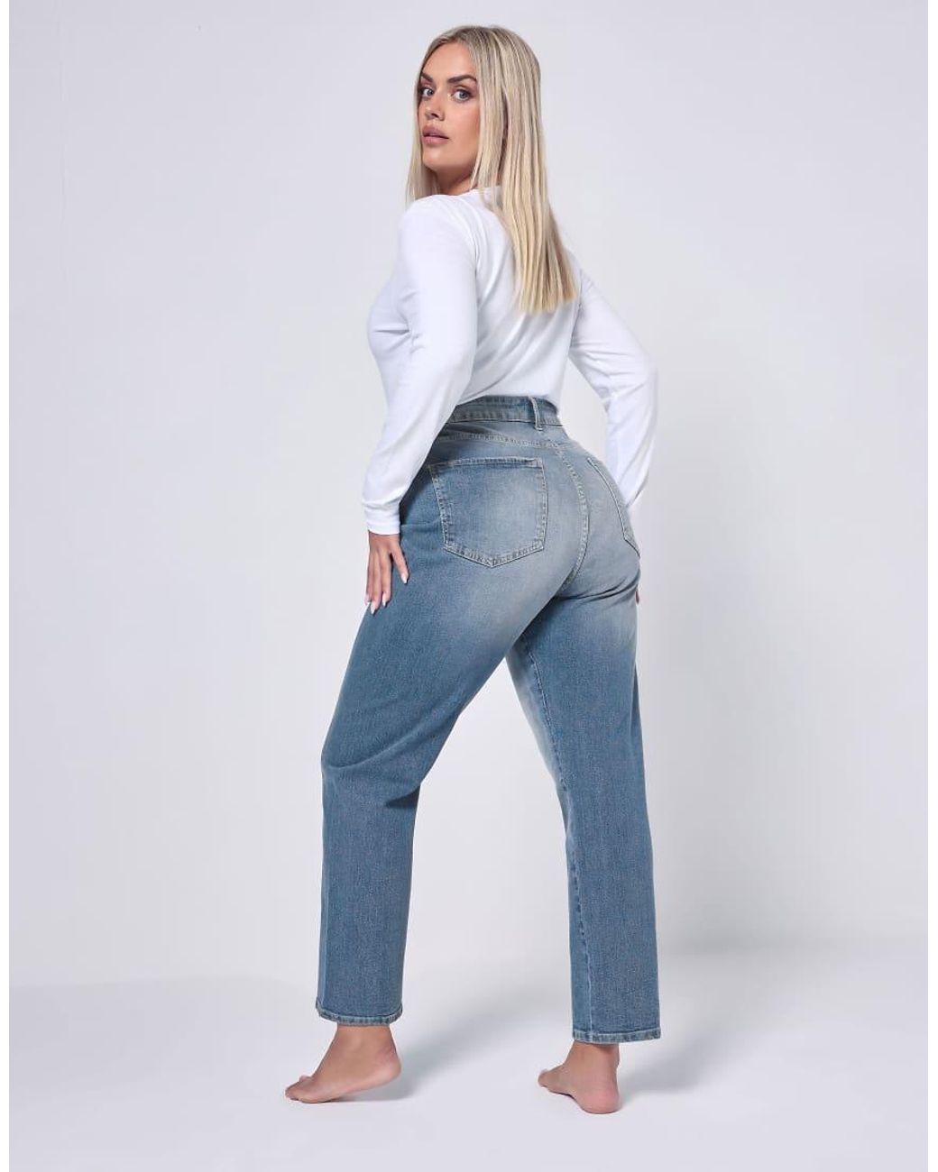 Yours Clothing Blue Barrel Leg Jeans