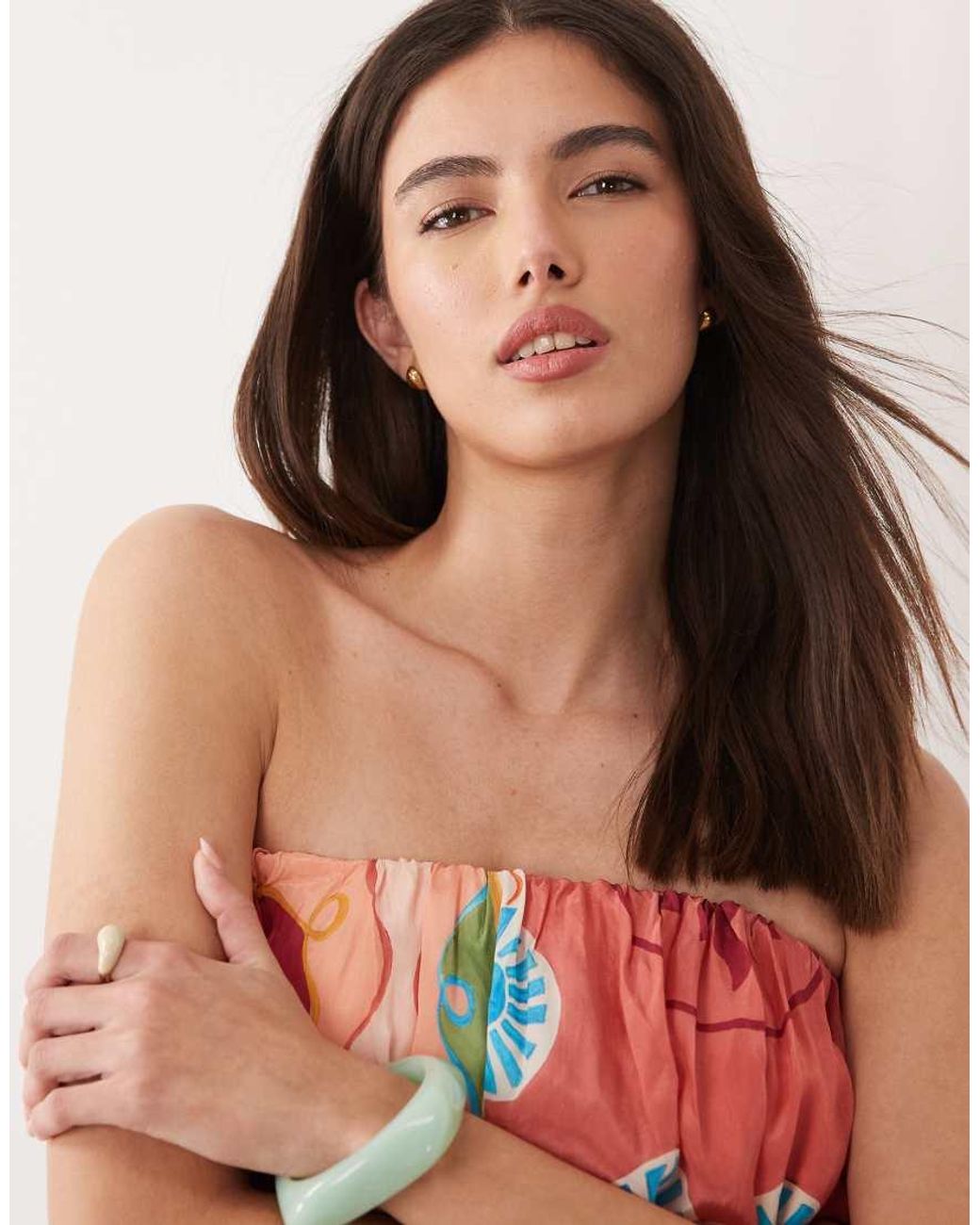Nobody's Child White Myla Bandeau Pleat Detail Maxi Dress