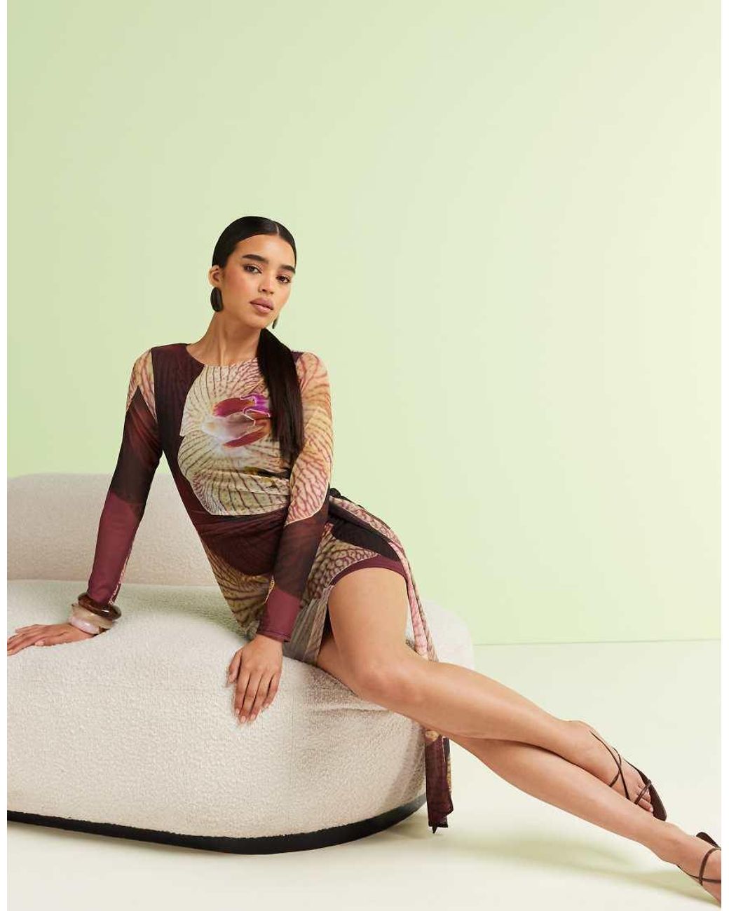 River Island Red Asymmetric Mesh Tie Side Mini Dress