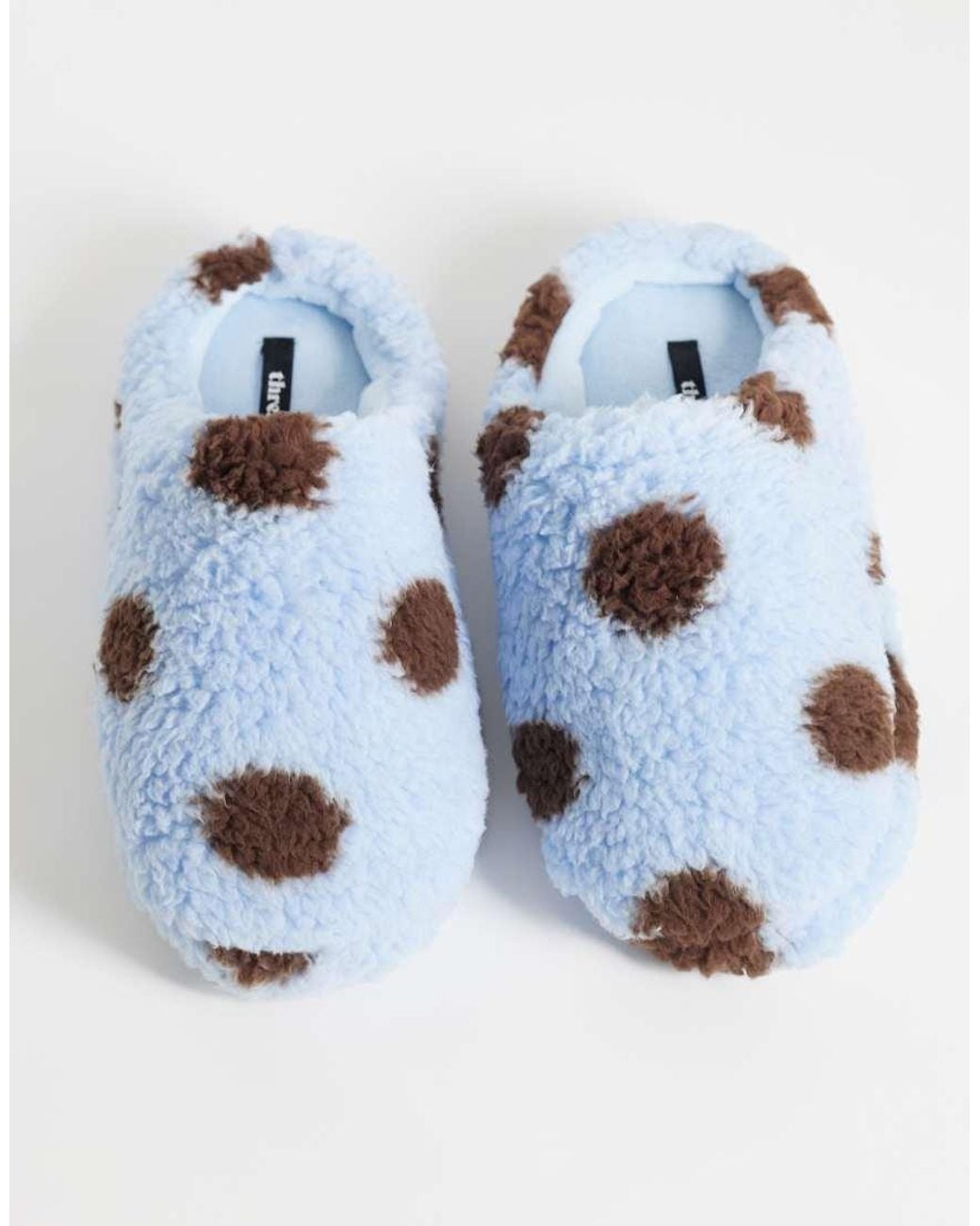Threadbare Blue Polkadot Slippers