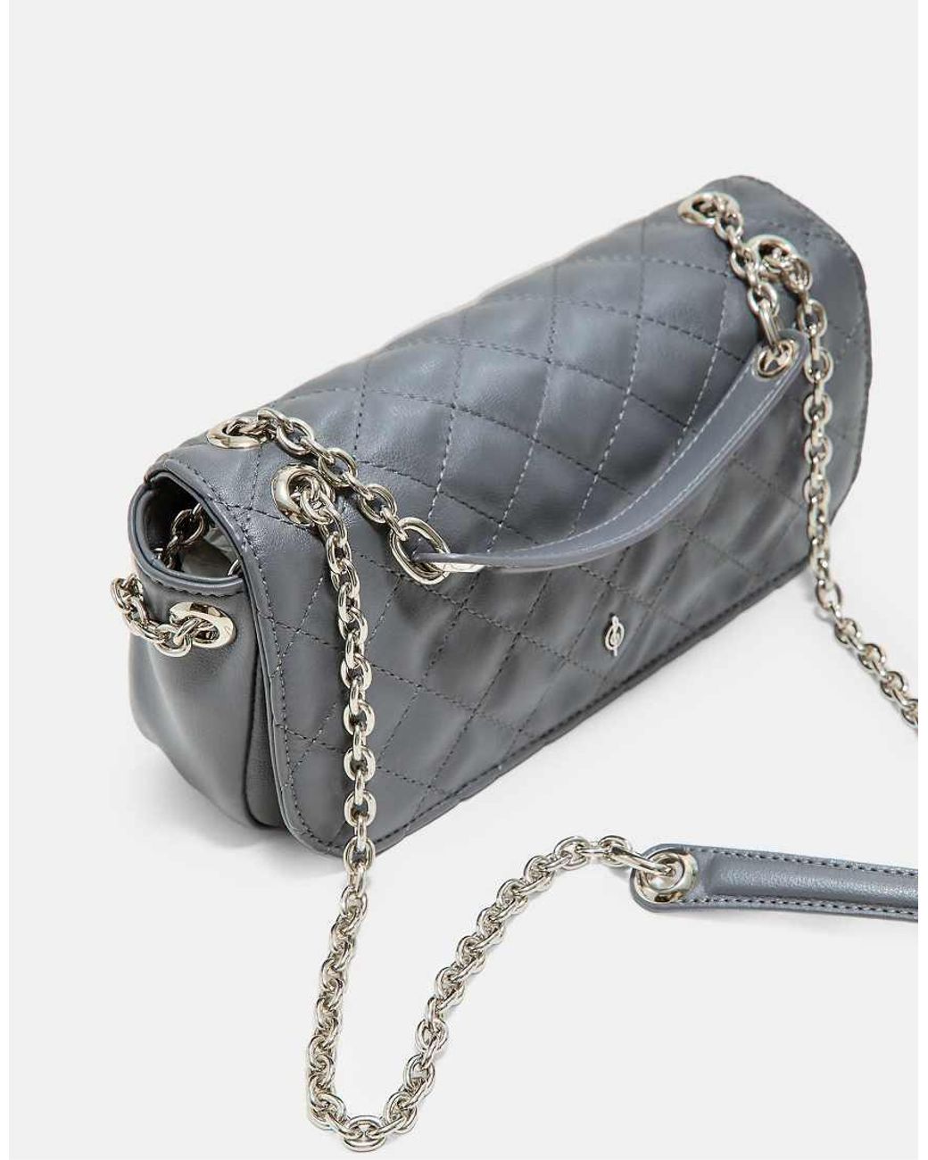 Stradivarius Gray Logo Chain Crossbody Bag