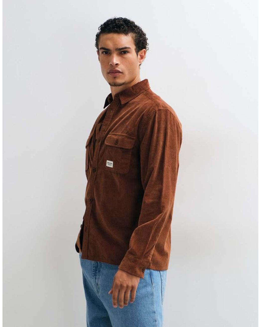 ASOS Blue Cord Overshirt With Badge for men