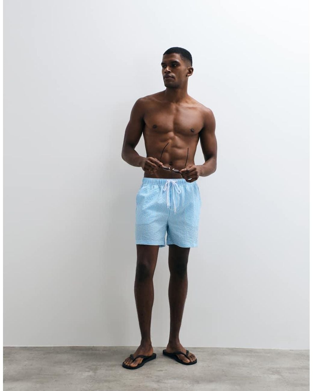 Panos Emporio Blue Seersucker Swimshort for men